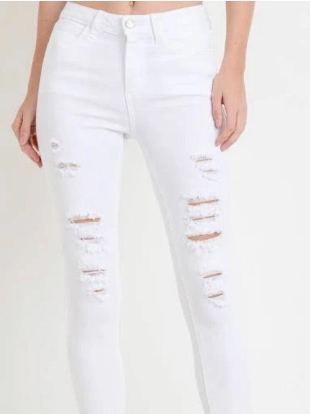 *JUST BLACK* White Distressed Stretch Skinny Jeans Size 28